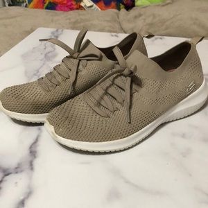 Used Skechers Beige Slip-On Tennis Running Shoes